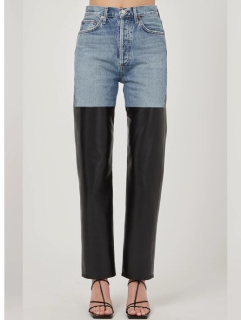 Agolde Pieced 90's Pinch Waist Blue Denim Black Straight Leg